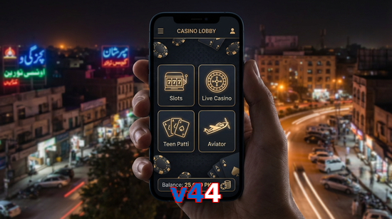 Main screen of V44 app page for PK players