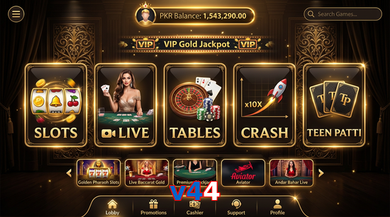 Main screen of V44 casino page for PK players