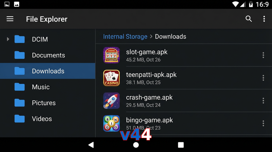 Main screen of V44 gameapk page for PK players